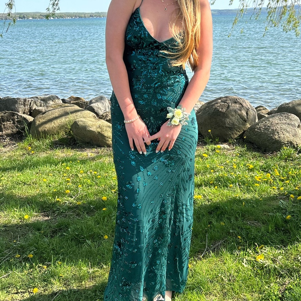 Green Sequin Prom Dress